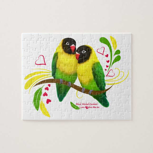 Black Mfrågade Lovebird Pussel (Horisontell)