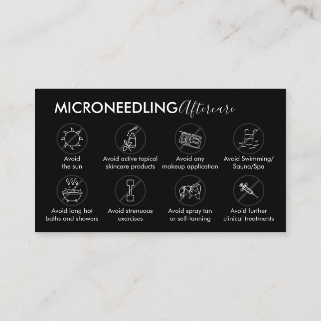 Black Microneeding Aftercare Post Instruction Visitkort (Baksida)