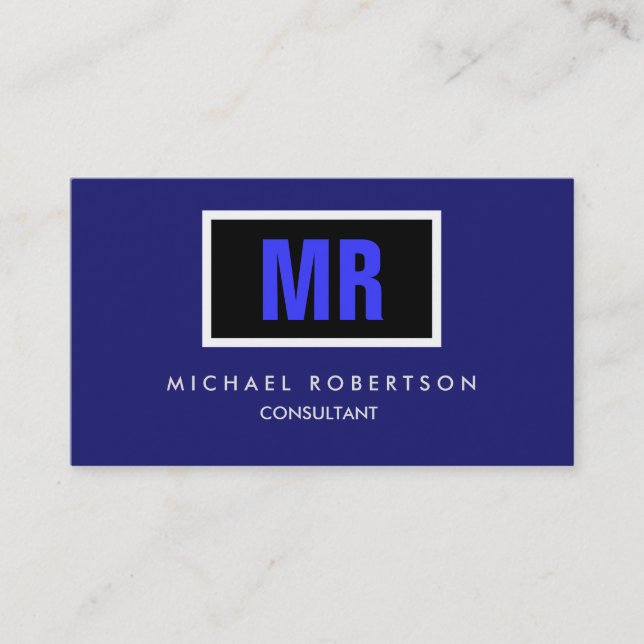 Black Midnight Blue Monogram, svart, kvalitet, uni Visitkort (Framsida)