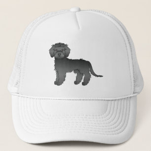 Black Mini Goldendoodle Cute Tecknad hund Keps