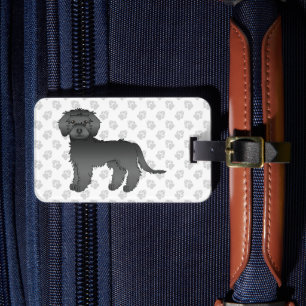 Black Mini Goldendoodle Tecknad hund Bagagebricka