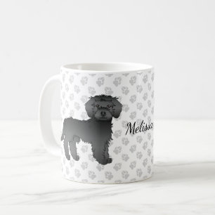 Black Mini Goldendoodle Tecknad hund & Namn Kaffemugg