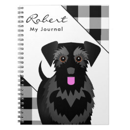 Black Miniature eller Standard Schnauzer Tartan Pl Anteckningsbok