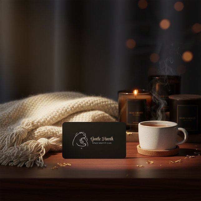 Black Minimal Bear Logo Business Card Design Visitkort (Skapare uppladdad)