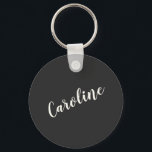 Black Minimalist Calligraphy Personlig Namn Nyckelring<br><div class="desc">Nyckelkedjan Namn i Personlig med minimal kalligrafi i svart</div>