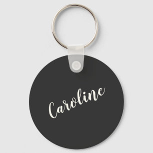 Black Minimalist Calligraphy Personlig Namn Nyckelring