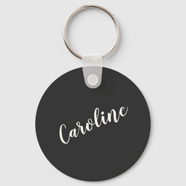 Black Minimalist Calligraphy Personlig Namn Nyckelring (Framsida)