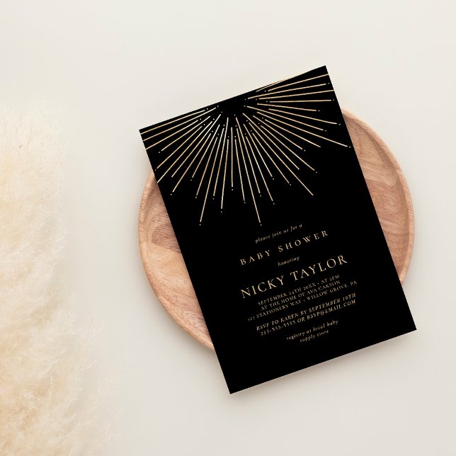 Black minimalist Celestial Mandala Baby Shower Inbjudningar (Skapare uppladdad)