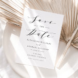 Black Minimalist Daety Script Bröllop Spara Datumet<br><div class="desc">Meddela din bröllop-dejt till familj och vänner med detta minimalistiska spara datum meddelande-kort. Den har ett svart gråtonsskript och klassisk typografi. Anpassa genom att lägga till information. Denna minimalistisk besparing av datumkortet är perfekt för alla teman eller säsonger i bröllop.</div>