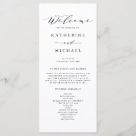 Black Minimalist Dainty Script Bröllop Ceremony Program