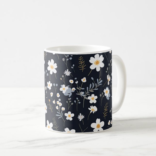 Black minimalist Gentle Garden Wildblommor Nursery Kaffemugg (Framsida höger)