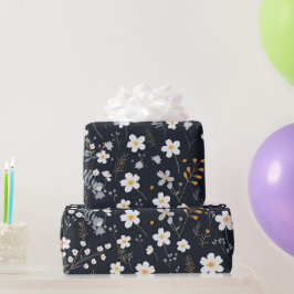 Black minimalist Gentle Garden Wildblommor Nursery Presentpapper