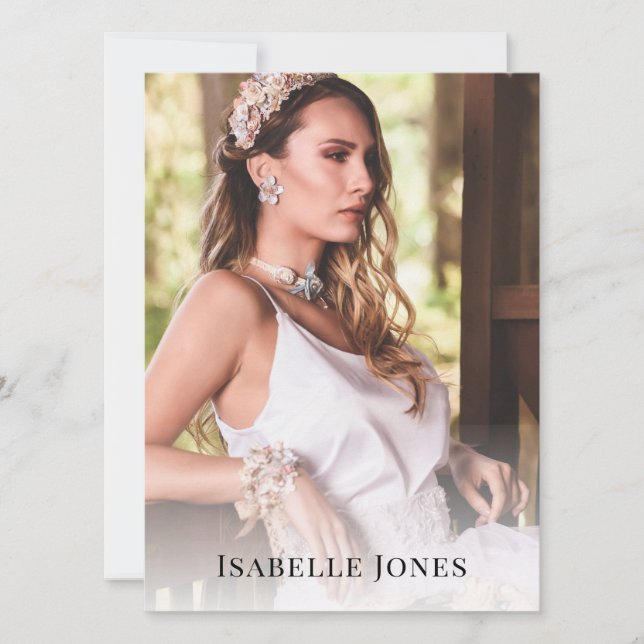 Black Minimalist Model Actor 5 Photo Comp Card (Framsida)