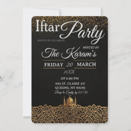 Black Minimalist Mosque Ramadan Iftar Party  Inbjudningar