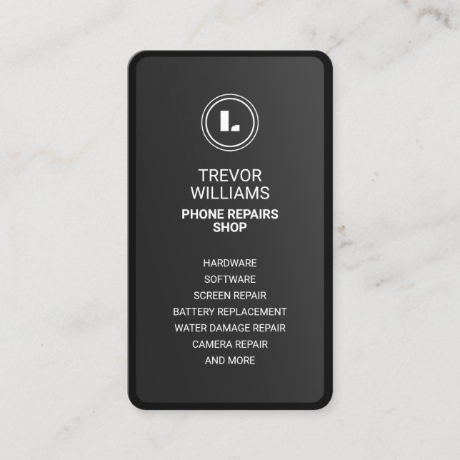 Black minimalist phone shape Business Card Visitkort (Framsida)