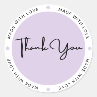 Black Minimalist Thank You Round Sticker Runt Klistermärke