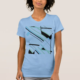 Black Mint Aqua Diagonal Linjer Abstract Design T Shirt