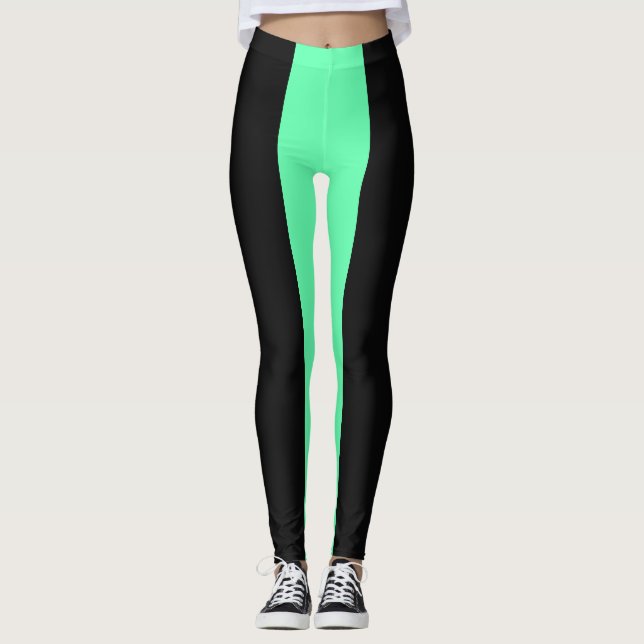 Black/Mint Färg blockerar kvinnornas förband Leggings (Framsida)
