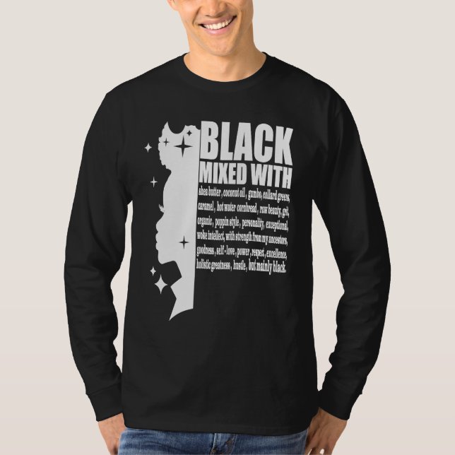 Black Mixed With Black History Month African Ameri T Shirt (Framsida)