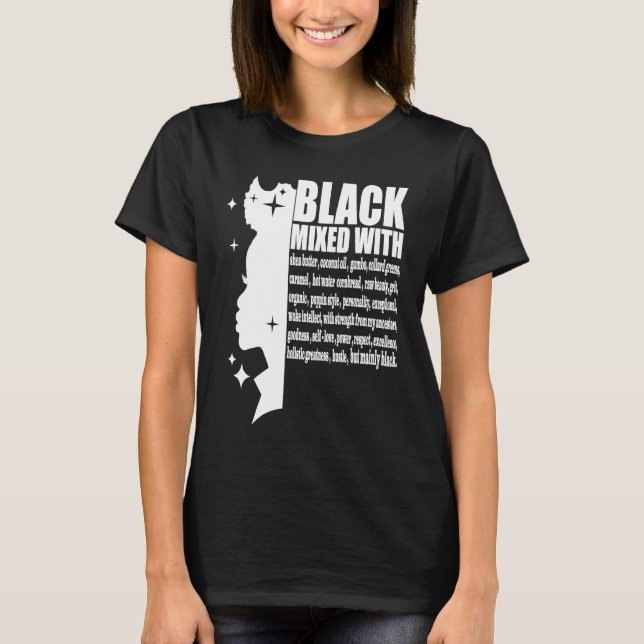 Black Mixed With Black History Month African Ameri T Shirt (Framsida)