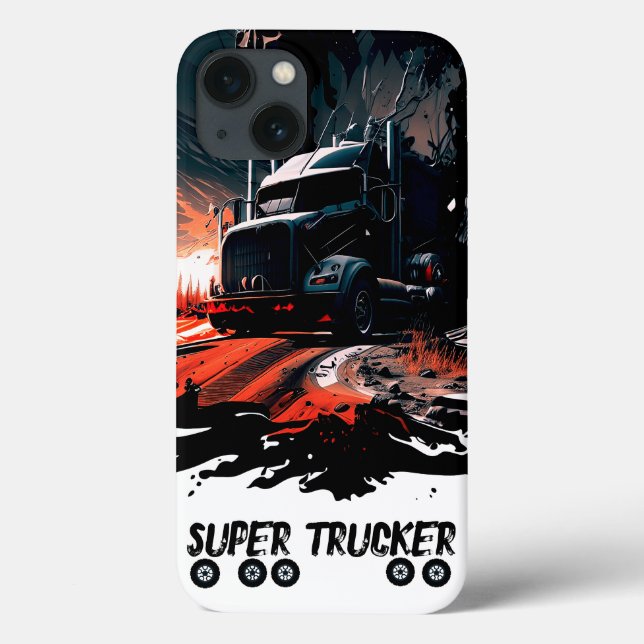 BLack Mobila Lastbil, Trucker-gåva, Hjul Stänk Art (Baksida)
