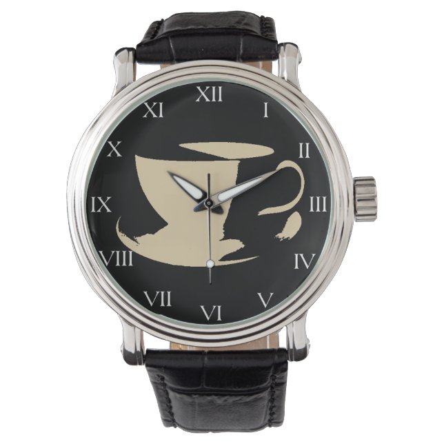 Black Mod Coffee Kopp Watch Armbandsur (Framsida)