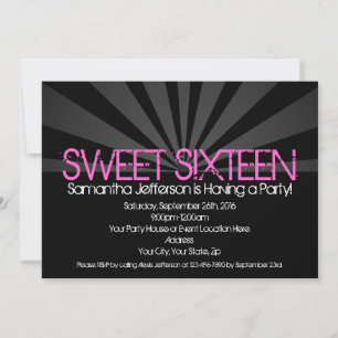Black Mode Spotlight Sweet 16-partsinbjudningar Inbjudningar