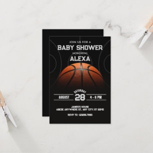 Black Modern Basketball babydusch Inbjudningar