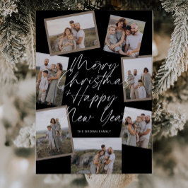 Black Modern Boho 8 Photo Collage jul Julkort