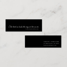 Black Modern Bookmark-kort | Anpassningsbar Reader Mini Visitkort