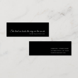 Black Modern Bookmark-kort Anpassningsbar Reader Mini Visitkort