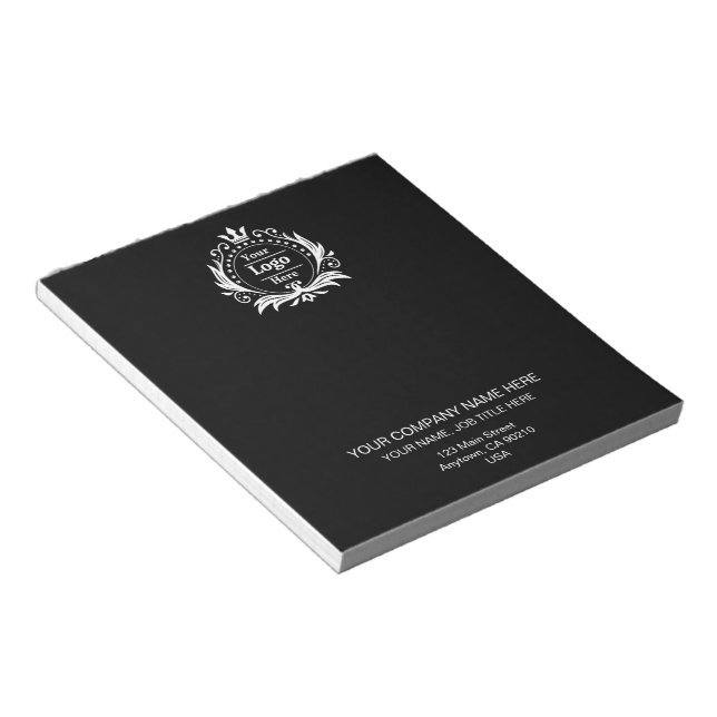 Black Modern Business Professional Custom Notes Anteckningsblock (Vinklad)