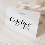 Black Modern Calligraphy Bröllop Place Card Bordsnummer<br><div class="desc">Öka din bröllopsmottagning med våra vackra, anpassade bröllop-platskort, designade för att göra din speciella dag mer personlig. De har modern svart kalligrafi och hjärtaccent. Lägg till gästernas namn, bröllop-datum eller ett speciellt meddelande. Omvandla din mottagning bord till en fantastisk visning av personanpassning och kärlek med våra moderna platskort. Perfekt för...</div>