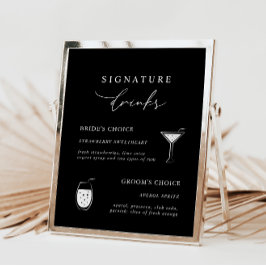 Black Modern Calligraphy Namnteckning Drinks Sign