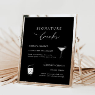 Black Modern Calligraphy Namnteckning Drinks Sign