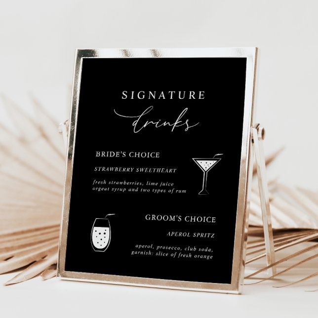 Black Modern Calligraphy Namnteckning Drinks Sign (Skapare uppladdad)