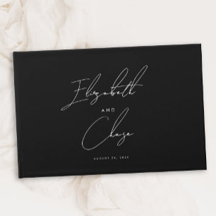 Black Modern Calligraphy Snyggt Namn Bröllop Gästböcker