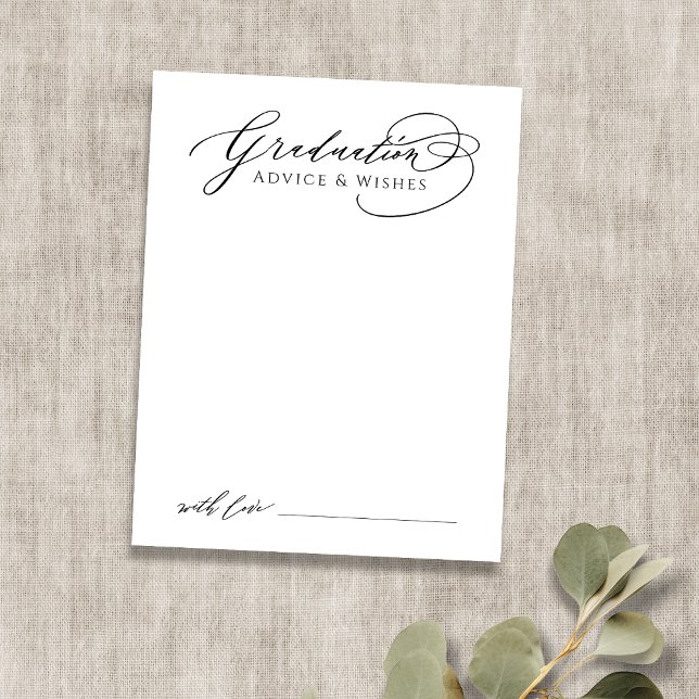 Black Modern Calligraphy Student RÅD & önskemål Anteckningskort (Black Modern Calligraphy Graduate advice & wishes Note Card)