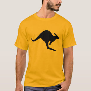 Black Modern Caution Kangaroo Shape Tee