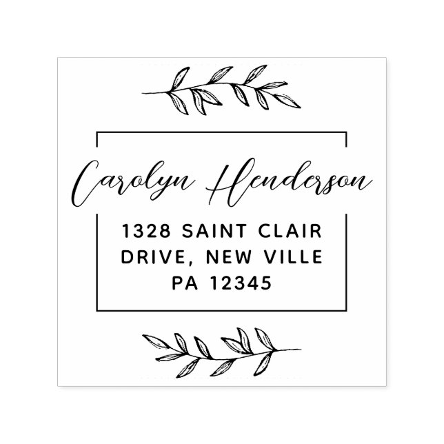 Black Modern Chic Botanical Löv Typography Självfärgande Stämpel (Design)