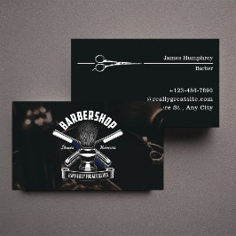 Black Modern Classic Hair Stylist Barbershop Visitkort