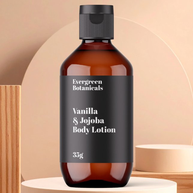 Black Modern Cosmetics Flaska-etikett Fraktsedel (Skapare uppladdad)