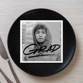 Black Modern Daschad Grad Photo Studenten Pappersservett