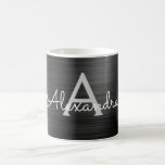Black Modern Elegant Metallic Monogram Namn Kaffemugg<br><div class="desc">Modern och Elegant Black Faux Metallic Stainless Steel Foil Monogram Namn och Initial Coffee Mugg. Monogrammet kaffe eller te kopp ger perfekten jul- eller födelsedagsgåva till någon som kärlek chic anpassningsbar personlig stil.</div>