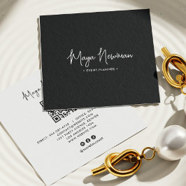 BLACK Modern Elegant - minimal QR-kodProfessionell Fyrkantigt Visitkort