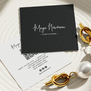 BLACK Modern Elegant - minimal QR-kodProfessionell Fyrkantigt Visitkort