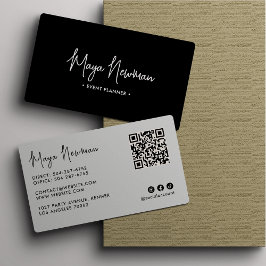 BLACK Modern Elegant - minimal QR-kodProfessionell Visitkort