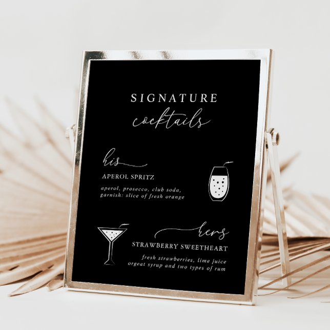Black Modern Elegant Signature Cocktails Sign (Skapare uppladdad)