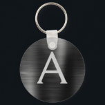 Black Modern Faux Stainless Steel Monogram Nyckelring<br><div class="desc">Den moderna och Eleganten Black Faux Stainless Steel Metallic Elegant Keychain. Dessa nyckelkedjor kan anpassas så att de omfattar ditt första och första namn. Dessa nyckelringar gör underbar födelsedag,  möhippa eller bachelorette-parti till fördel.</div>