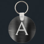 Black Modern Faux Stainless Steel Monogram Nyckelring<br><div class="desc">Den moderna och Eleganten Black Faux Stainless Steel Metallic Elegant Keychain. Dessa nyckelkedjor kan anpassas så att de omfattar ditt första och första namn. Dessa nyckelringar gör underbar födelsedag,  möhippa eller bachelorette-parti till fördel.</div>